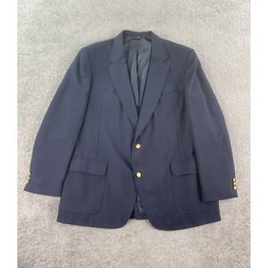 Stafford Blazer 50 R Blue Wool Gold Buttons University Logo Premium Sport Coat